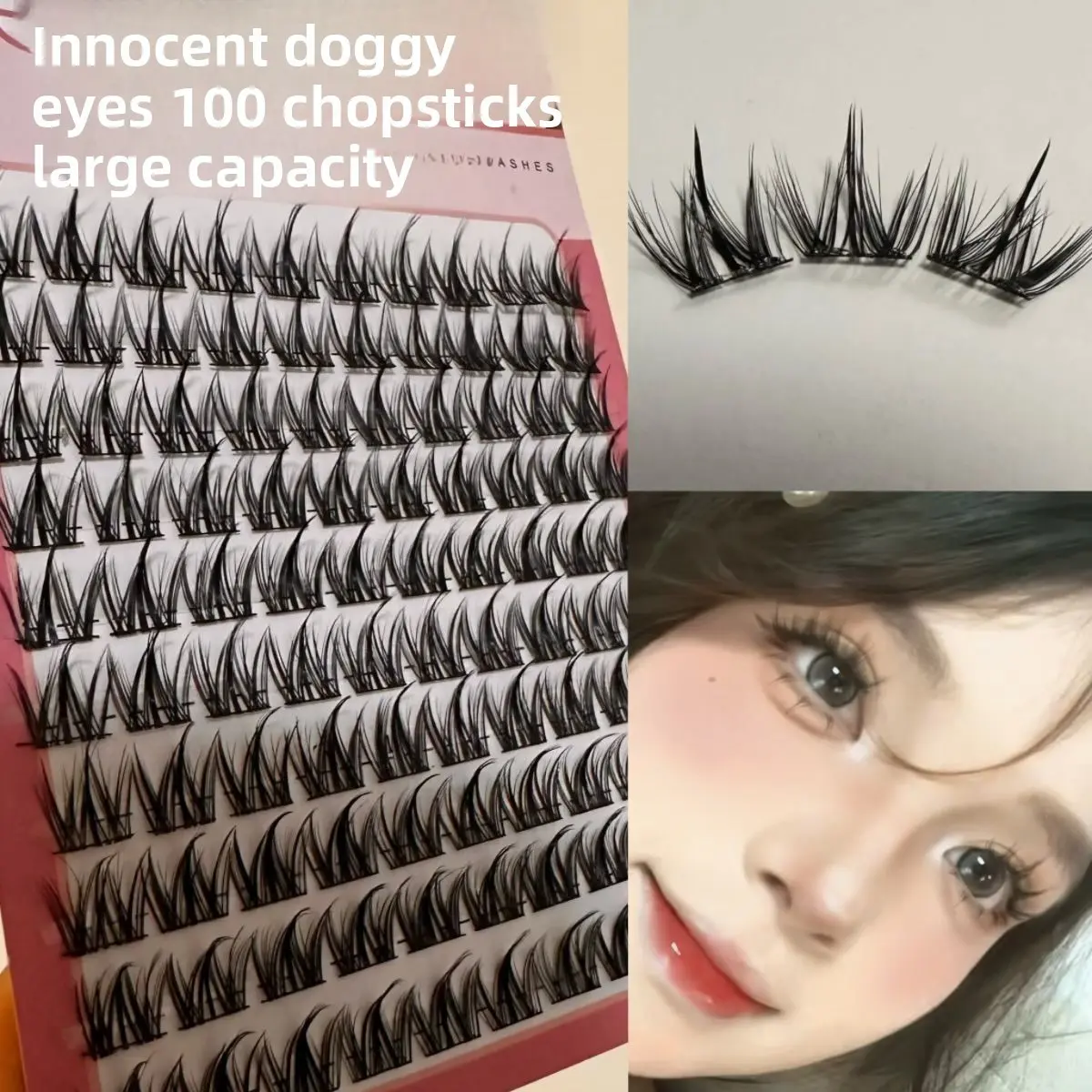 Viral Large Capacity Puppy Eye Lash Book, Glueless Jelly Gel Self-Adhesive Lashes, Ultra Natural Manga Cluster Lashes For Beginners & Lazy Makeup Users