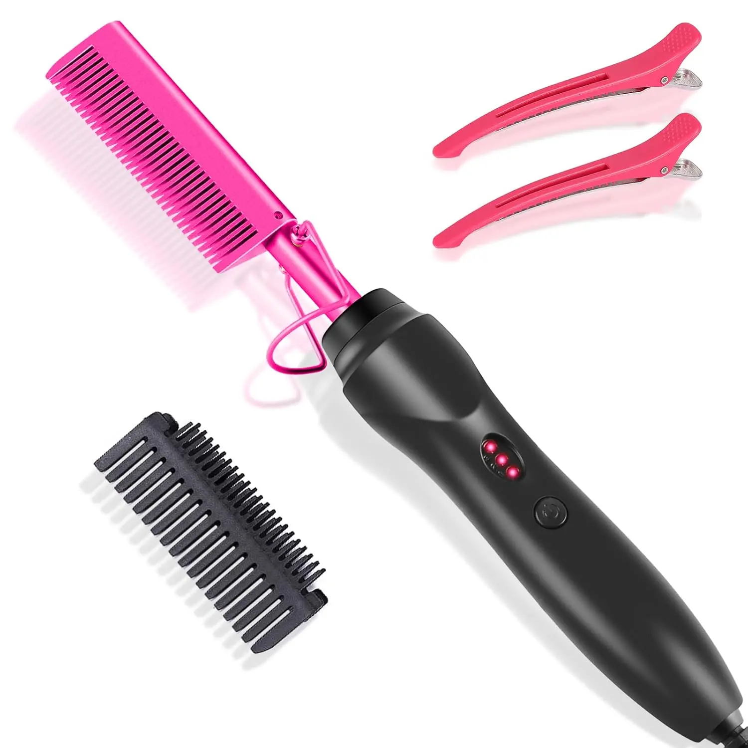 Electric Hot Comb for Wigs, Straightening Comb, Plug-In Straightener for Black
