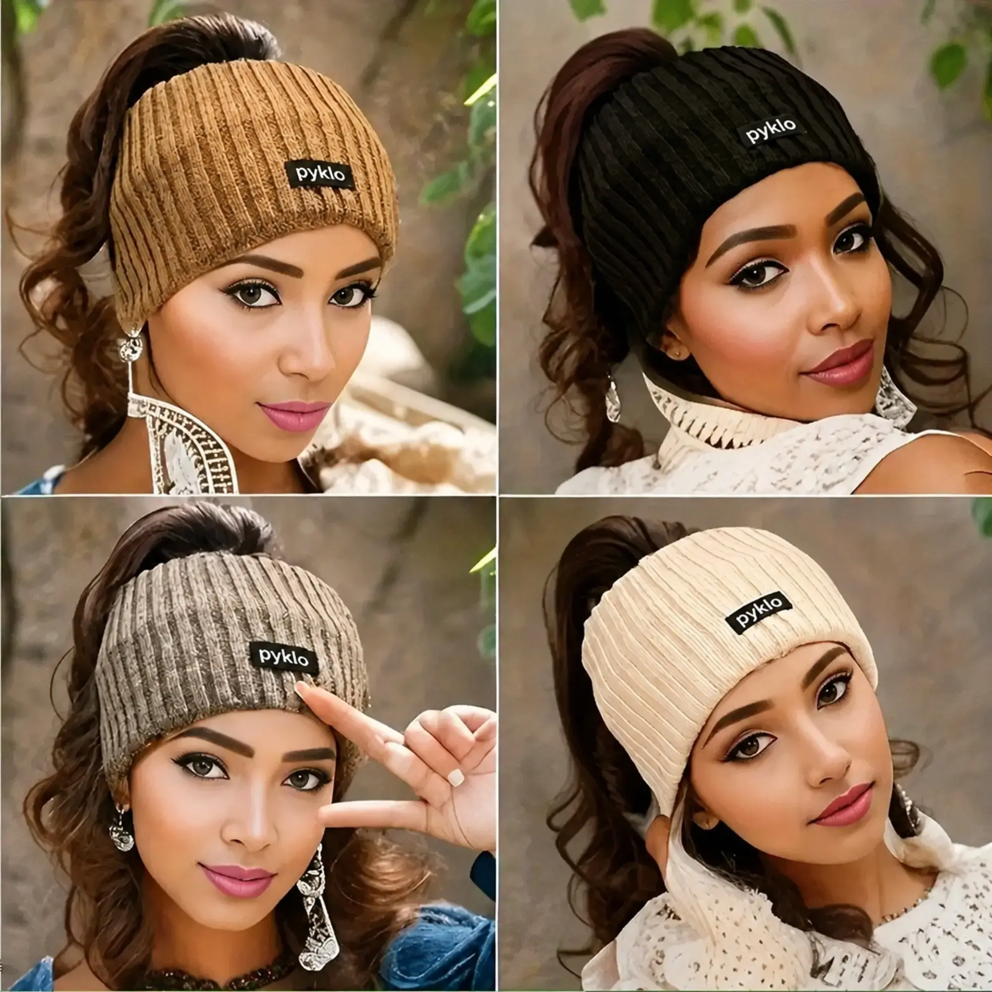 Women's 4 Pack Knit Headbands, Trendy Knotted Winter Ear Warmers with Fringe Design, Soft Stretch Hair Accessories for Women, Sweat Absorbing Sports Headbands for Running Yoga Workout Outdoor Activities & Cold Weather Wear
