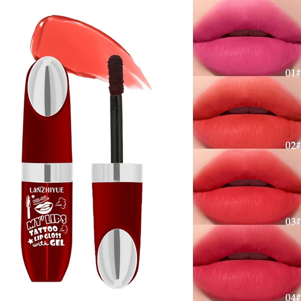Peel Off Tattoo Lip Gloss, 24H Long Lasting Lip Tint, Waterproof Smudge Proof Non-Sticky Peel Off Lip Stain, High Pigmented Glossy Lip Makeup, Long Lasting Lipgloss, 4 Shades Available