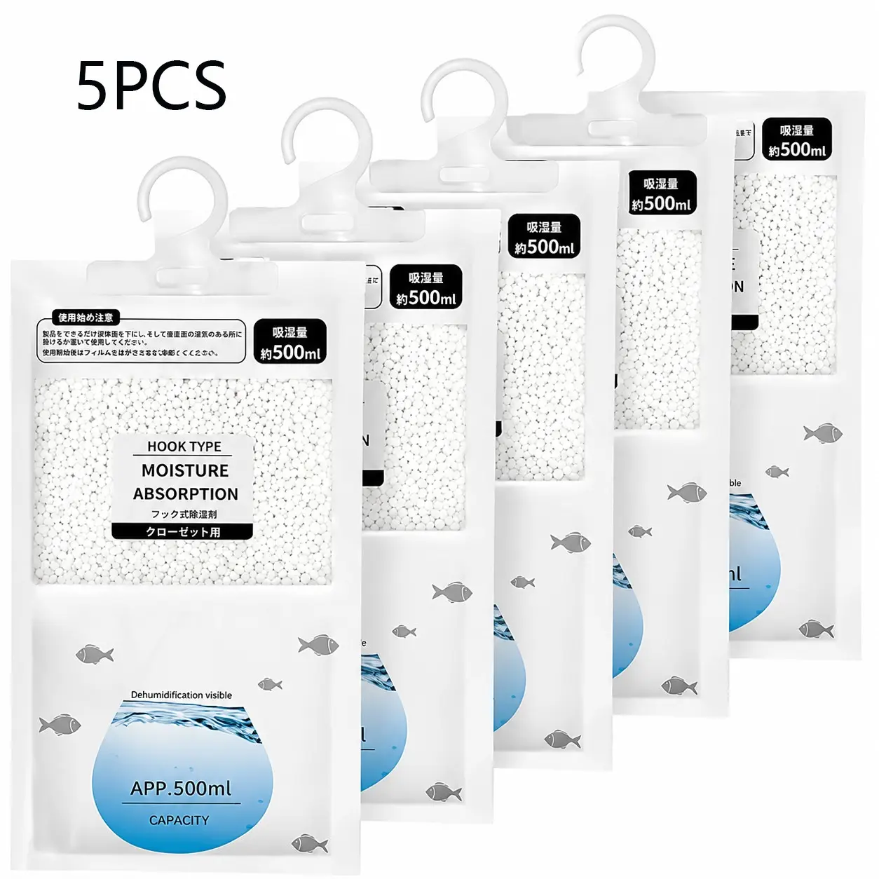 Portable Dehumidifier Bag, Hanging Humidity Remover, Unscented, Ideal for Closet, Bedroom, Bathroom, Kitchen, Easy to Use