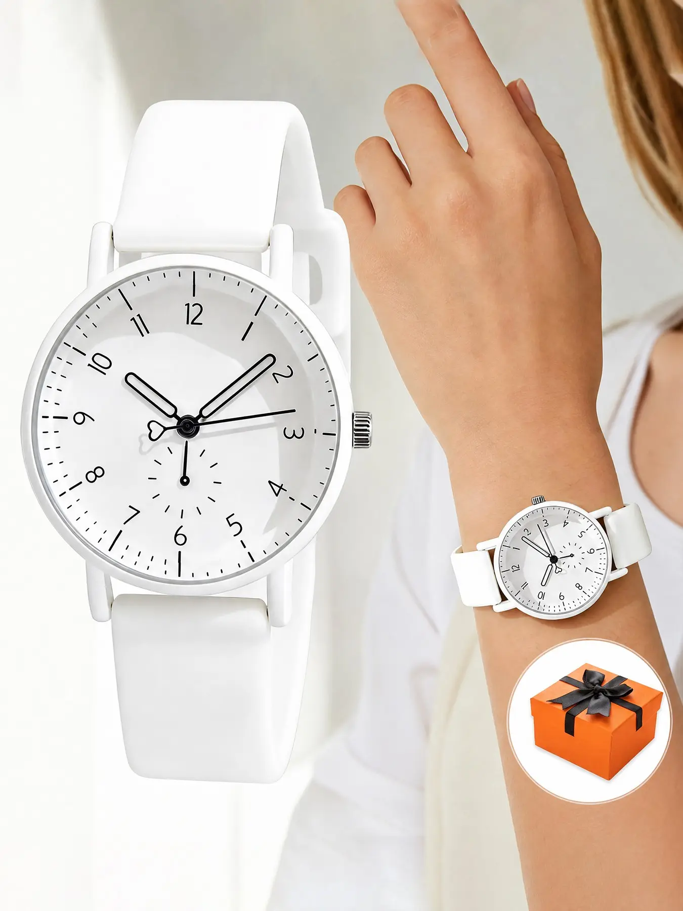 Women's Simple Quartz Watch, Digital Dial Round Face, Soft Silicone Strap, Casual Style, Gift Box Included, All Seasons Wear, Modern Fashion Watch