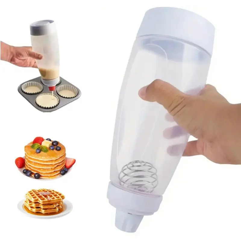 2 Pack Pancake Batter Dispenser, Pancake Batter Dispenser Bottle with 1000ml - Large Capacity No-Mess Batter Mix Dispenser for Pancakes, Waffles, Cupcakes, Crepes - Kitchen Baking Tool | Large Capacity No-Mess Batter Mix Dispenser