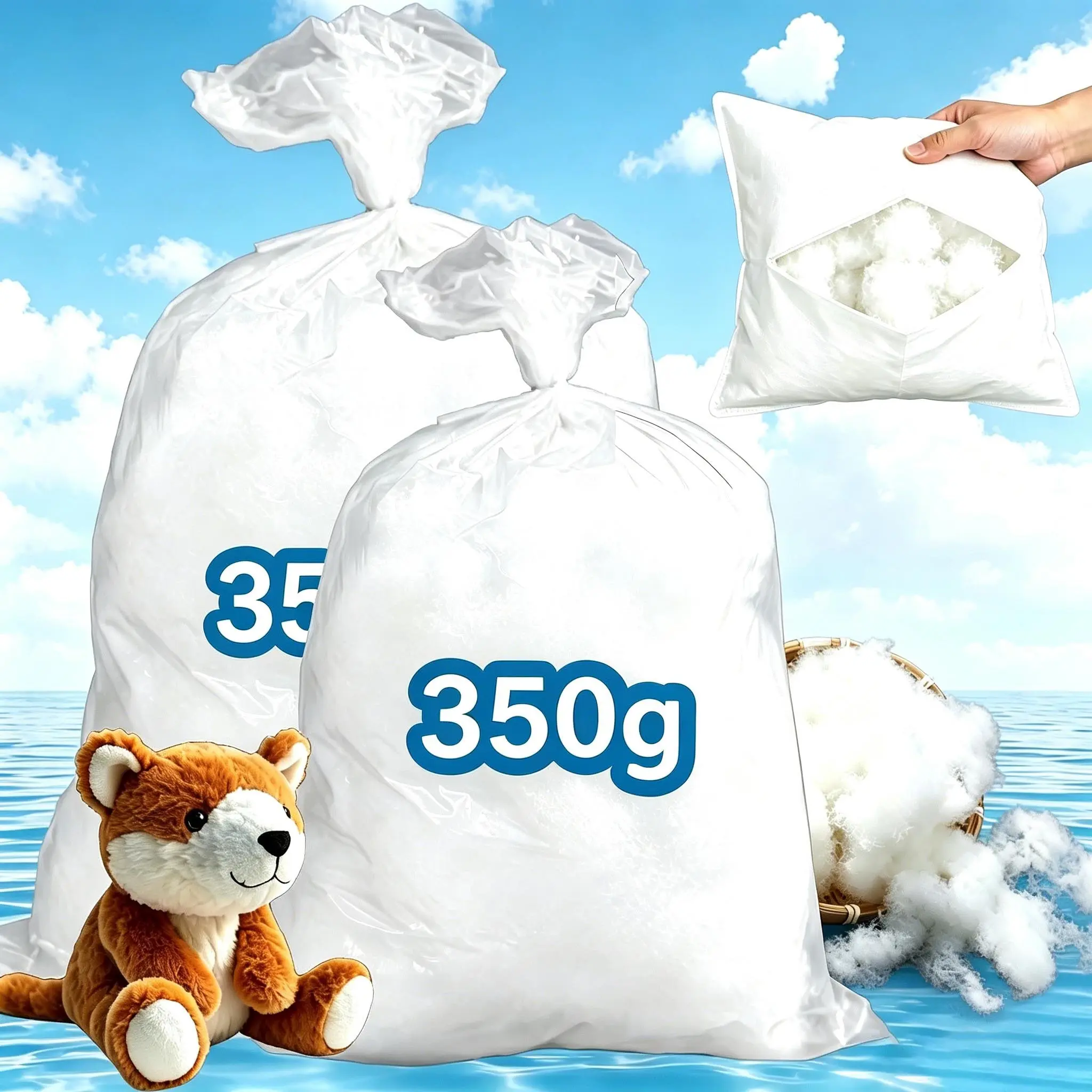 350g Ultra-Fine Polyester Fiber Fill, Soft and Fluffy High Resilience Pillow Core Material, Ideal for DIY Plush Toys and Pillows, Christmas Snowflake Decor, Cloud Light