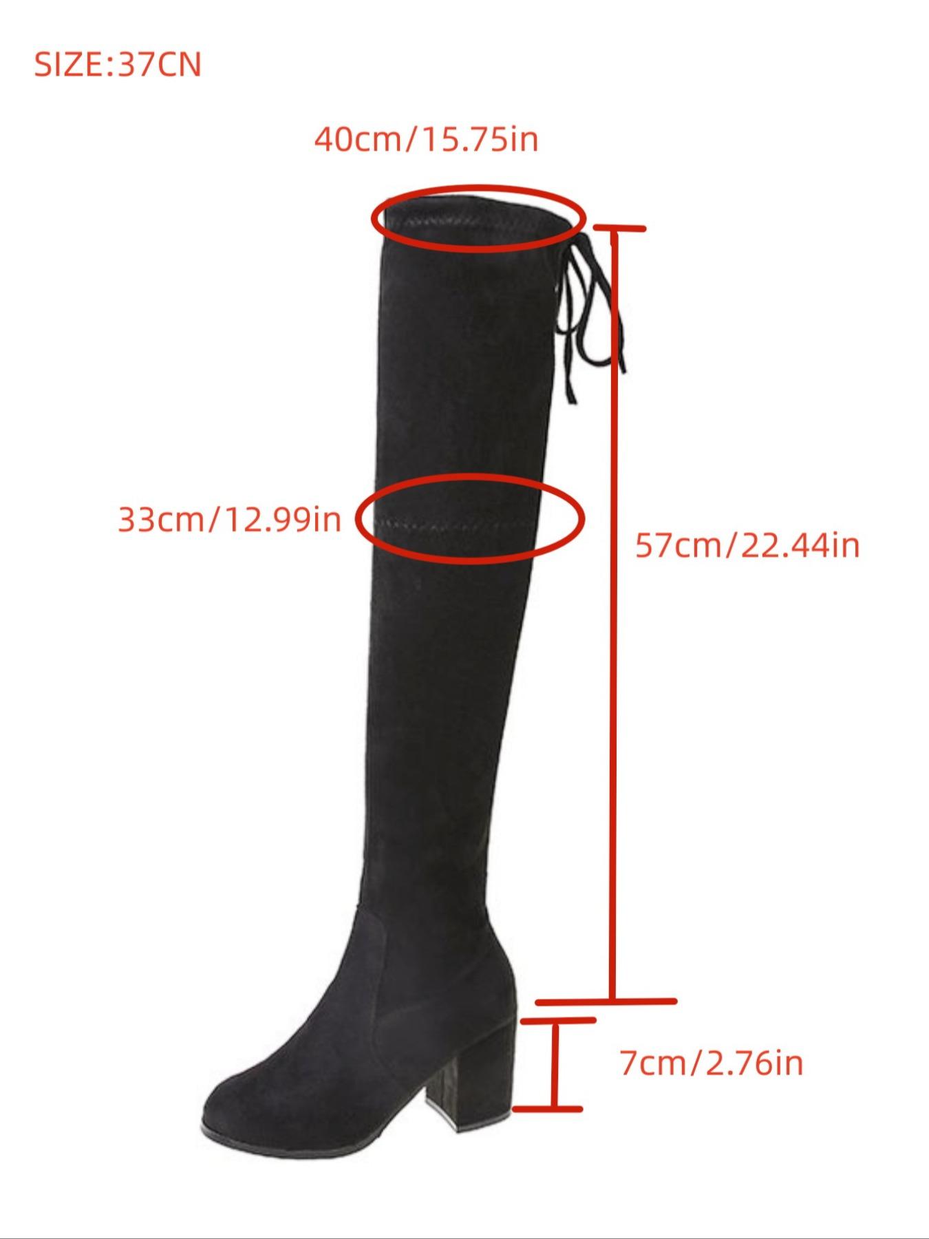Elegant Solid Color Mid-Heel Over-the-Knee Boots, Fashionable Warm and Comfortable Boots for Fall & Winter, Trendy All-Match Thick-Heeled Boots for Daily Wear, Footwear