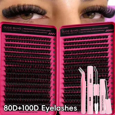544Pcs 80D-100D D Curl Cluster Eyelashes, Volume Lash Clusters, Fluffy Natural Thick DIY Eyelash Book, Soft Long-Lasting, Fox Eye/Cat Eye Style, Suitable For Beginners And Professionals, Portable Travel Pack, For Daily Work, Weddings, Parties