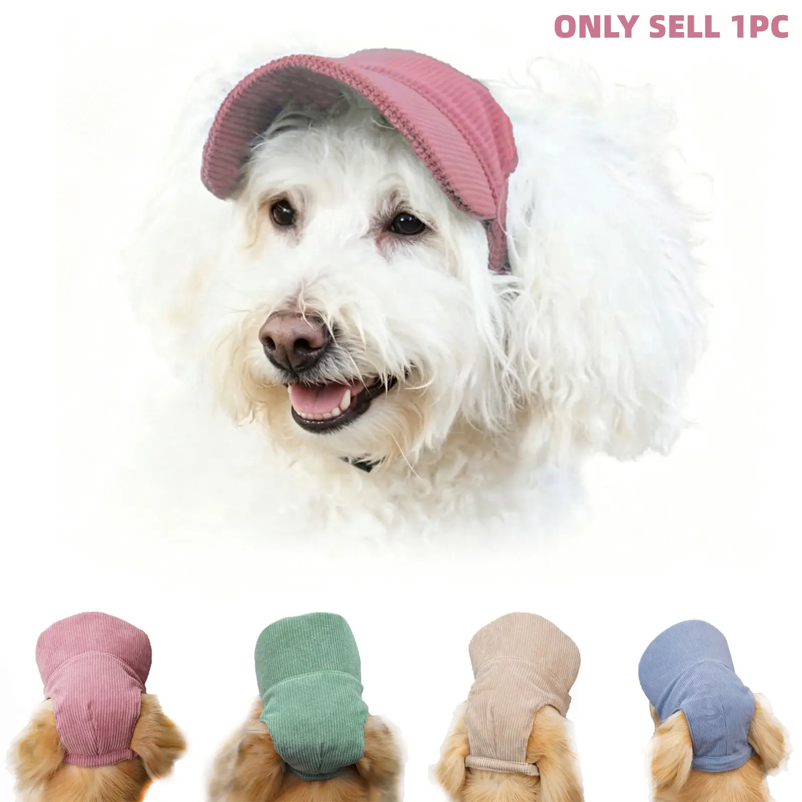 1pc Chenille Pet Cat & Dog Clothing Baseball Hat, Ear-Exposed Sun Hat, Outdoor UV Protection, for Small, Medium & Large Pets, Multiple Colors Available