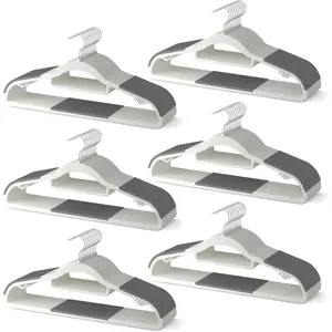 60 Pack Heavy Duty Plastic Hangers, Non Slip Clothes Hangers with Rubber Pads and 360° Hook - Thin Space Saving Hanger, Closet Organizer for Shirt, Pants, Suit, Skirt, Coat - Gray