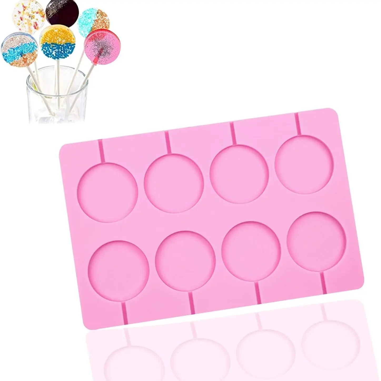 1pc 8-Piece Silicone Lollipop Mold, Fun DIY Baking Tool, Candy Molds, Cookie Molds, Chocolate Molds, Perfect for Creative Baking Projects