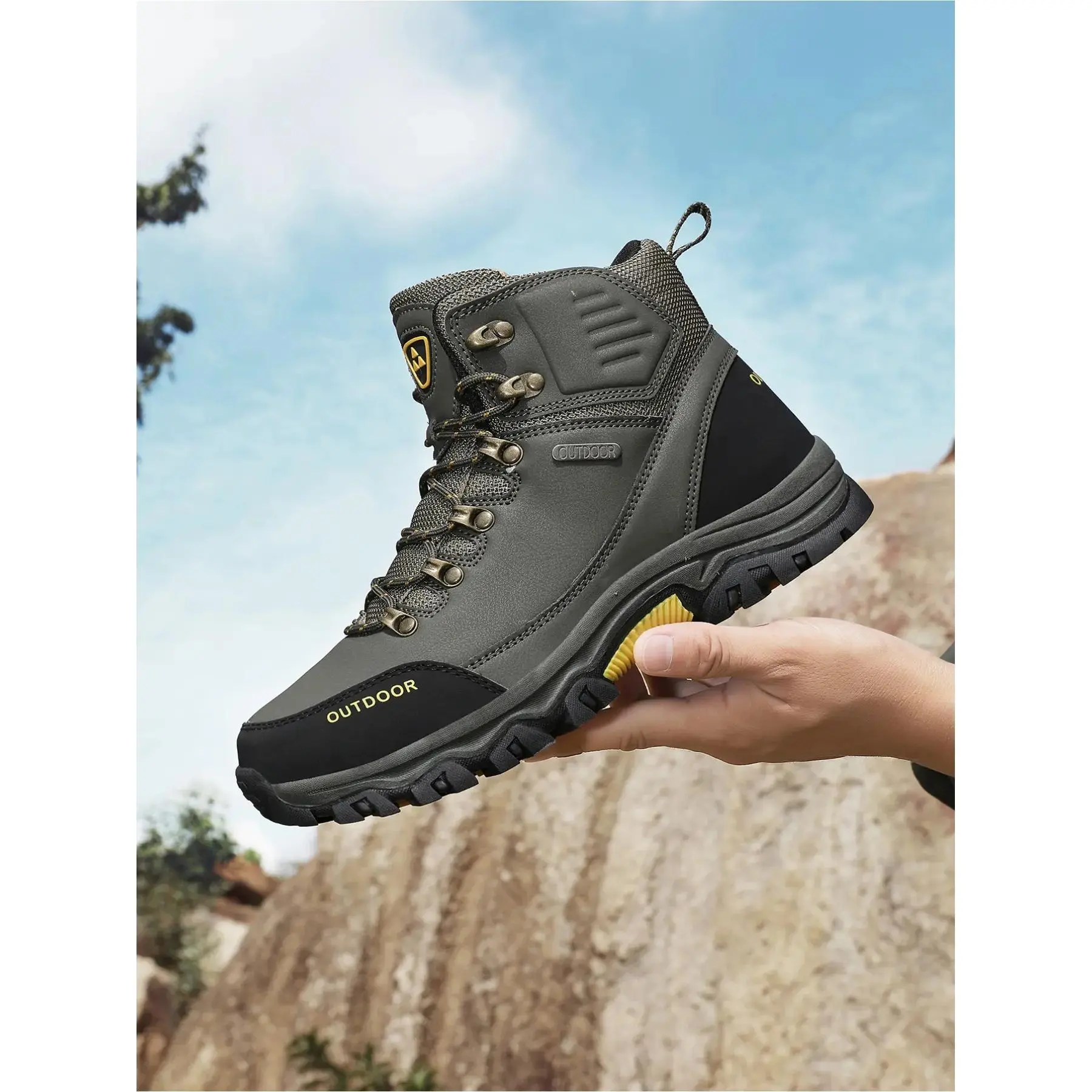 YYW1 Men's Durable Outdoor Hiking Shoes Top Waterproof Anti-Casual Walking Shoes Trekking Shoes Breathable Fashion Shoes Waterproof Hiking Boots