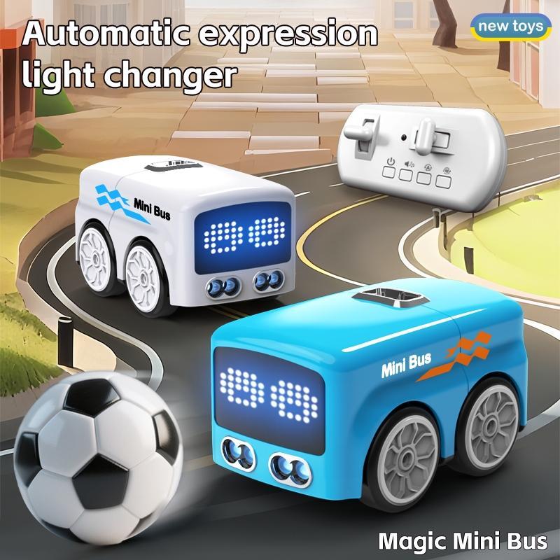 Multi-functional Smart Mini Bus, with Following & Obstacle Avoidance, Expression Light Effects, Educational Interactive Toy Car for Kids, Perfect for Birthday & Christmas Presents (2*AAA Batteries for Remote Control Not Included)