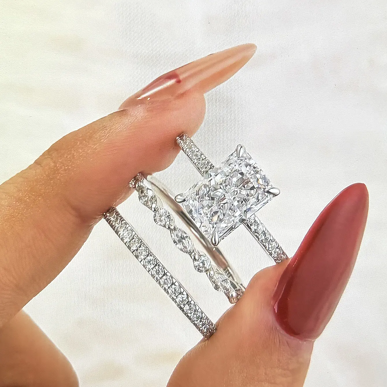 Sparkly Square Stackable Ring Luxury Pave Multi-band Jewelry for Everyday Wear Affordable Bling Statement Ring for Women, Perfect Gift for Her Jewelry for Women Valentines Day Gift Mothers Day Gift Christmas Gift