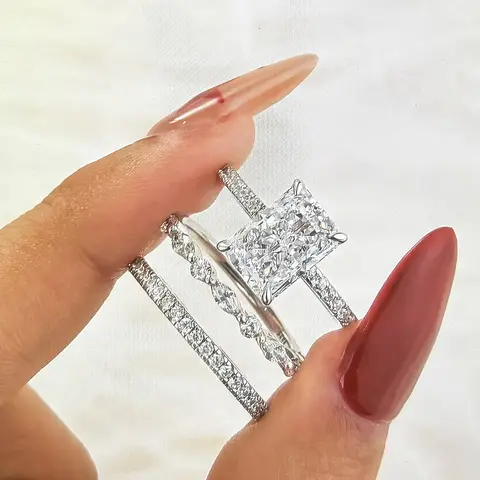 Sparkly Square Stackable Ring Luxury Pave Multi-band Jewelry for Everyday Wear Affordable Bling Statement Ring for Women, Perfect Gift for Her Jewelry for Women Valentines Day Gift Mothers Day Gift Christmas Gift