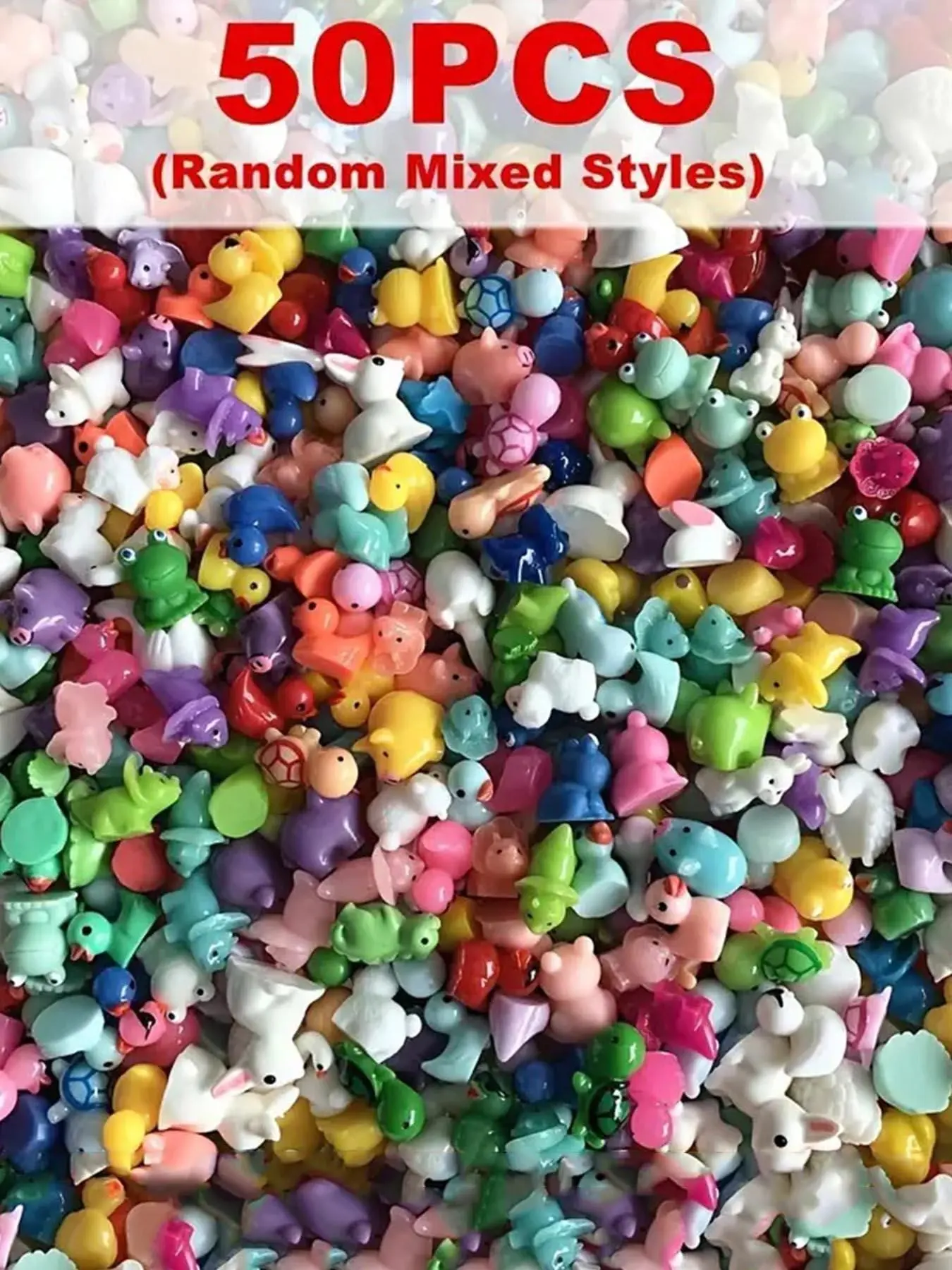 50pcs Miniature Resin Animal And Mushroom Figurines In Mixed Shapes, Decorative Multi-colored Animal Decorations, Nature Ornaments, Cute Figurines, Suitable For DIY Bonsai, Craft Decorations, Aquarium Decorations, Holiday Party Decorations