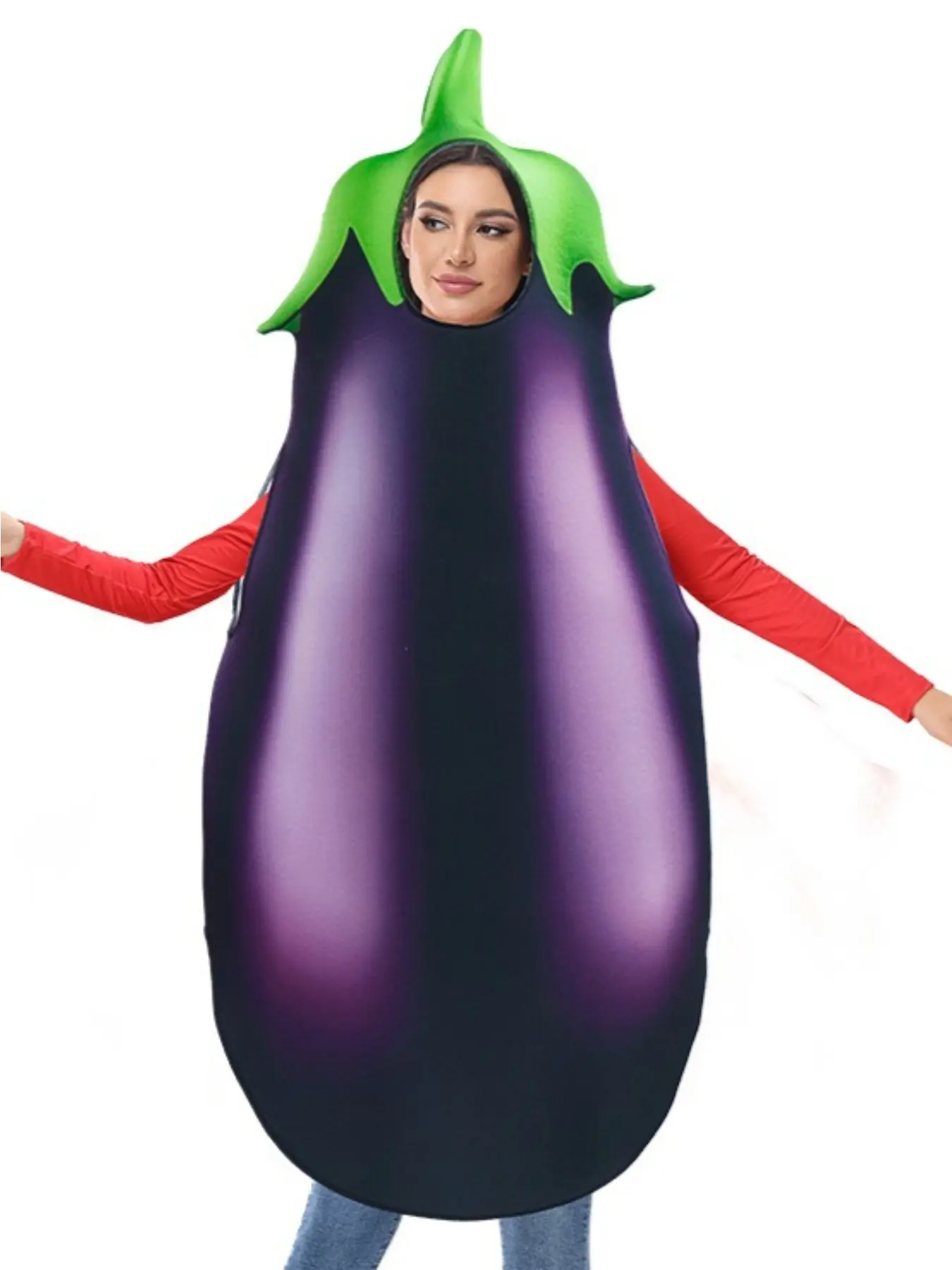Funny Creative Eggplant Jumpsuit Adult Halloween Party Stage Carnival Costume Outfit