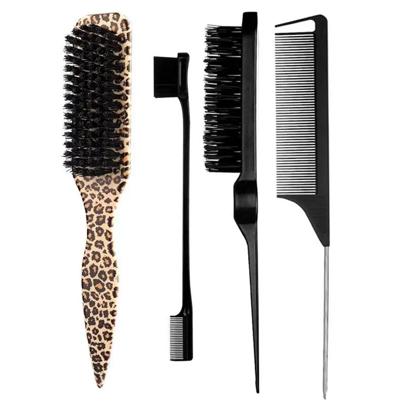 4pcs/set Hair Styling Kit, Straight-Back Comb and Edge Control Hair Brush, Easy Hair Care Professional Hairdressing Tools, Hair Tools for Styling, Hair Styling Combs