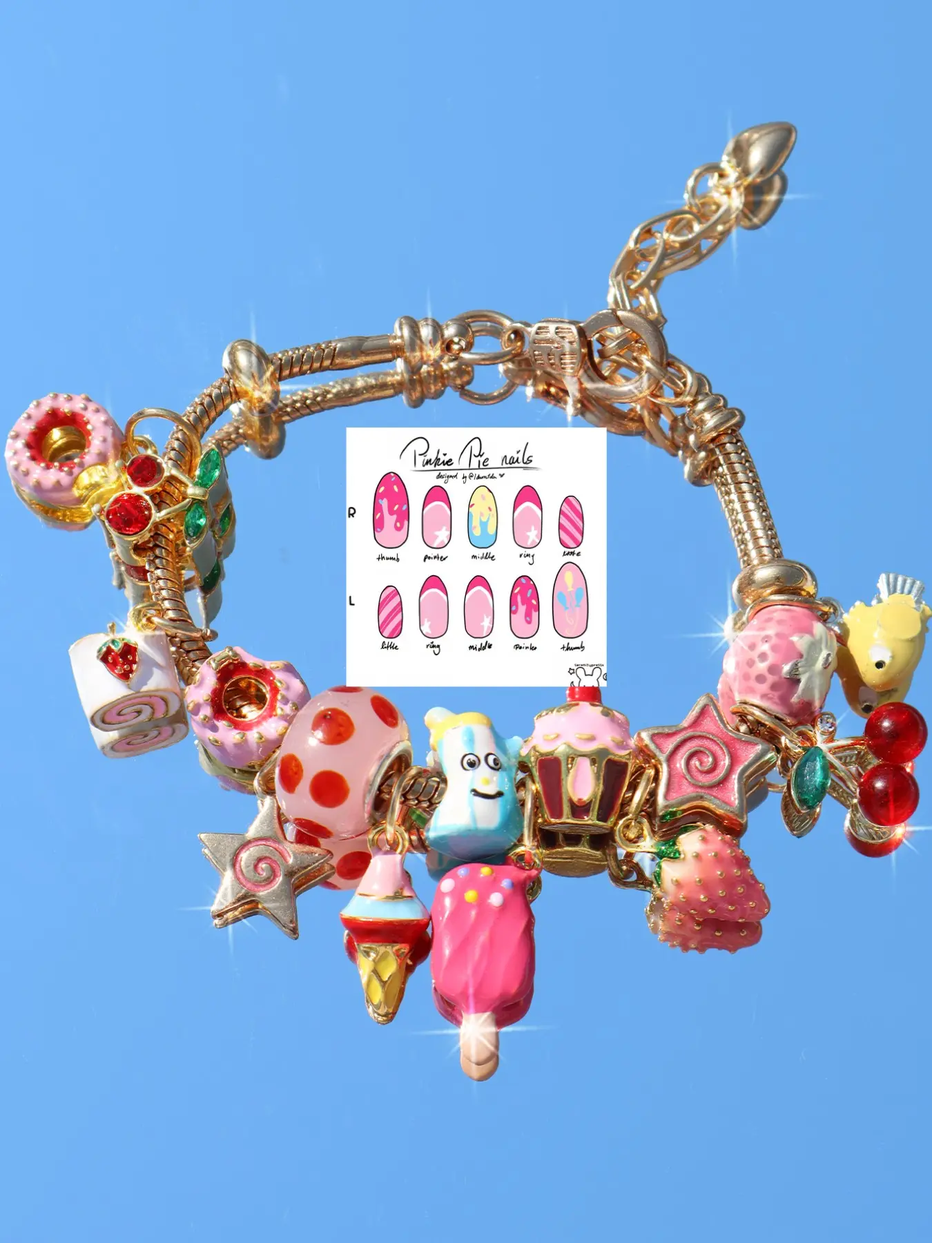 Simulation Food Fruit Charm Bracelet, Cherry Strawberry Bracelet, Ice Cream Chocolate Bracelet, Cute Polka Dot DIY Bracelet, Hand Chain Jewelry, Fashionable Bracelet, Bracelets Bangles
