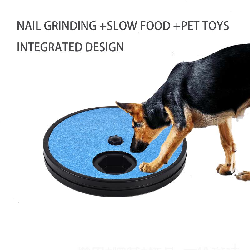 Multifunctional Interactive Dog Nail Grinder and Scratch Pad with Alteractive Dog Food Dispenser Plate Toy and Training Plate Bowl