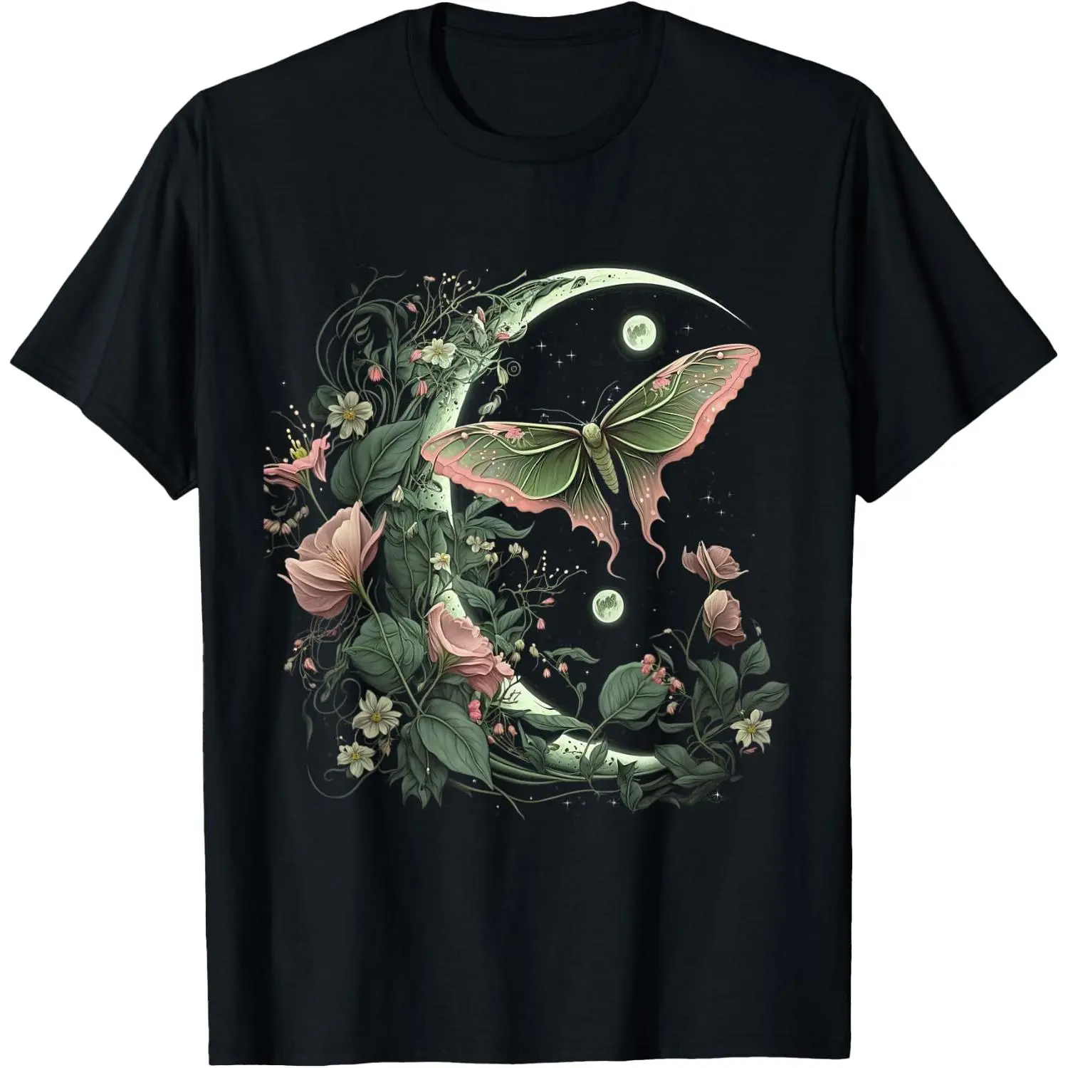 goblincore Moth and Butterfly moonphases Flowers cottagecore Graphic T-Shirt