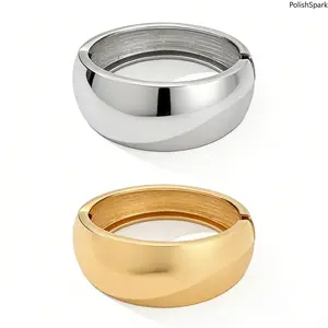 Wide Dome Open Cuff Statement Bangle