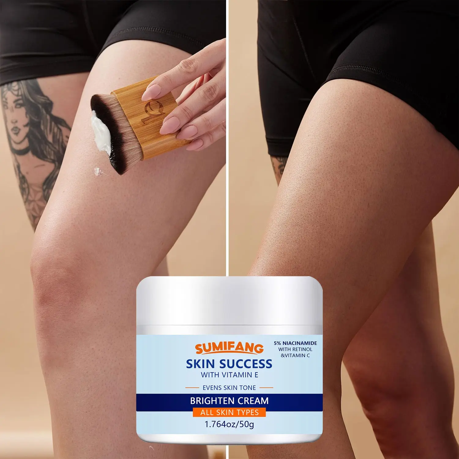 50g Vitamin E Brightening Cream, Niacinamide, Retinol, Vitamin C Formula, Even Skin Tone, Reduce Dark Spots, Smooth Texture, Fine Pores, Ideal for Dull Skin, Retinol Moisturizer