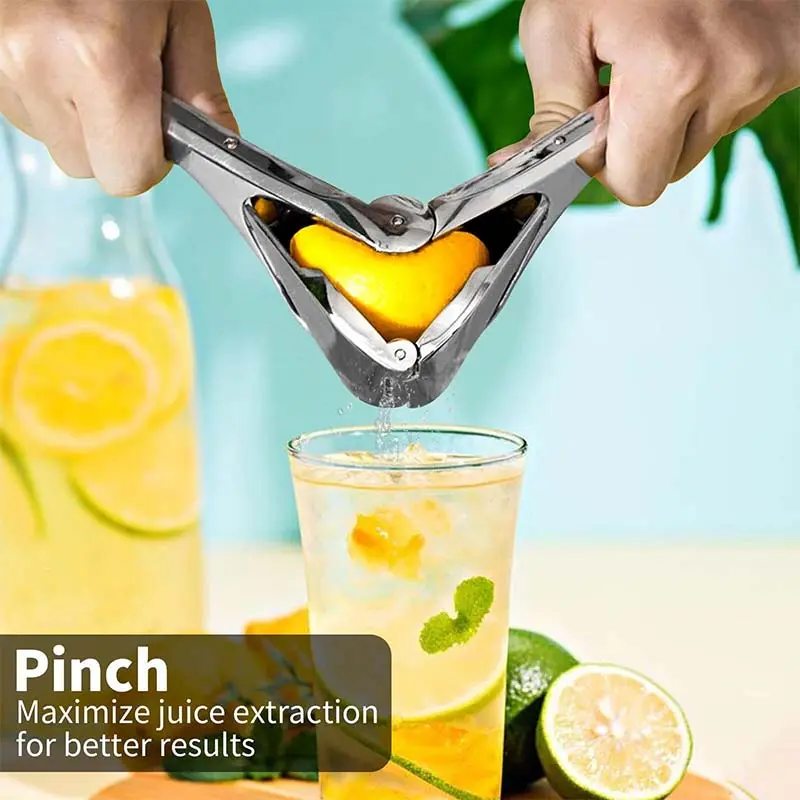 1 Pack Stainless Steel Lemon Squeezer, Foldable Handheld Citrus Juicer, Fruit Press Juicer with Ergonomic Handle, Manual Press Juicer Tool for Kitchen Cooking and Home Bartending