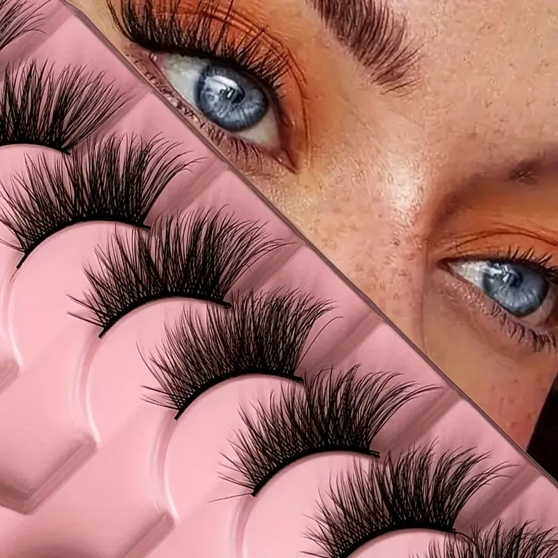 10 Pairs Fluffy Cat Eye and Doll Style Half Lashes, C Curl, 6-15mm, Easy Application Cosmetic False Eyelashes, Reusable, Beginner Friendly