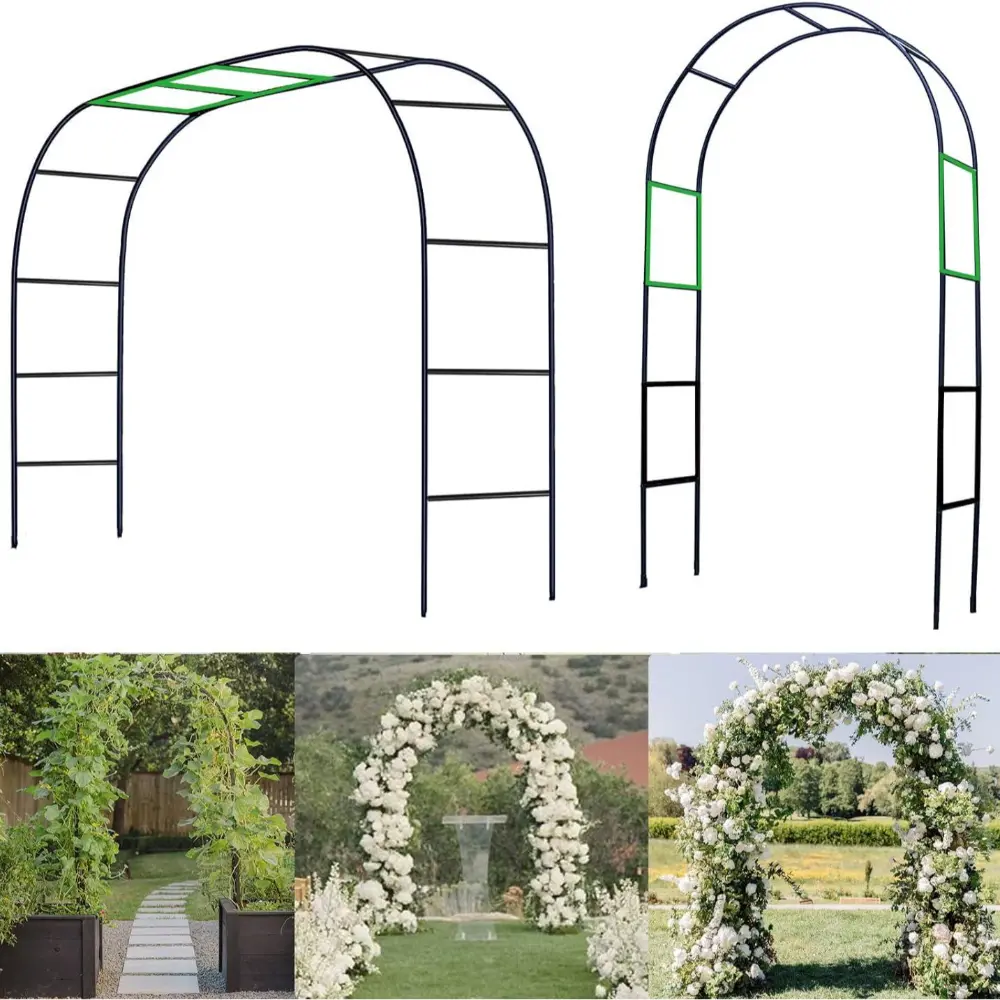 7.9 Ft H x 4.6 Ft W Metal Pergola Arbor Garden Arch Assemble Freely 2 Sizes Garden Trellis for Climbing Plants Outdoor Halloween Decor Wedding Bridal Party Decoration Wide Arbor 1 Pack