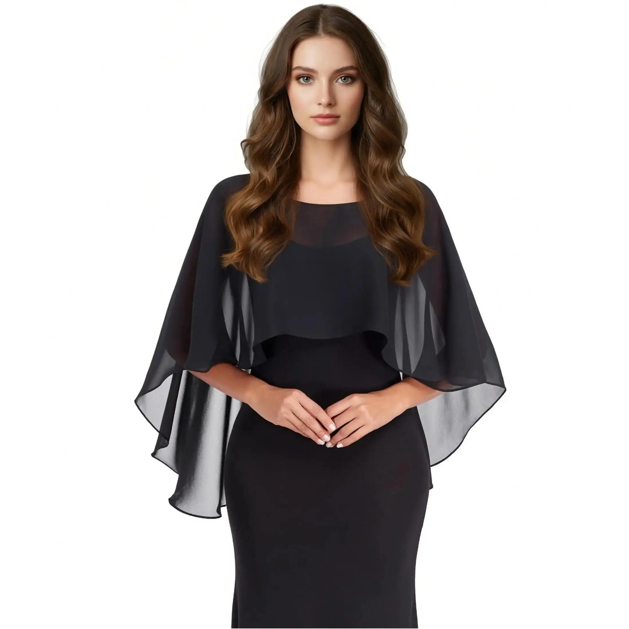 Women’s Casual Lightweight Cape – Semi-Sheer Sun Protection Cover-Up, Summer Fashion Top