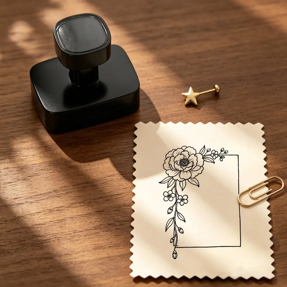Plant Flower Border Self-Inking Stamps, Ideal for Notebooks, Scrapbooking, Card Making, and Diary Decoration, Floral Edge Stamps
