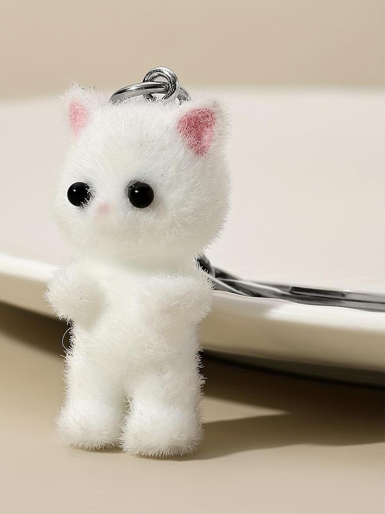 Cute Cat Design Keychain, Fuzzy Keychain, Trendy Cute Keychain for Car Keys for Women & Men, Fashion Accessories for Bag Backpack Wallet Pendants Decor