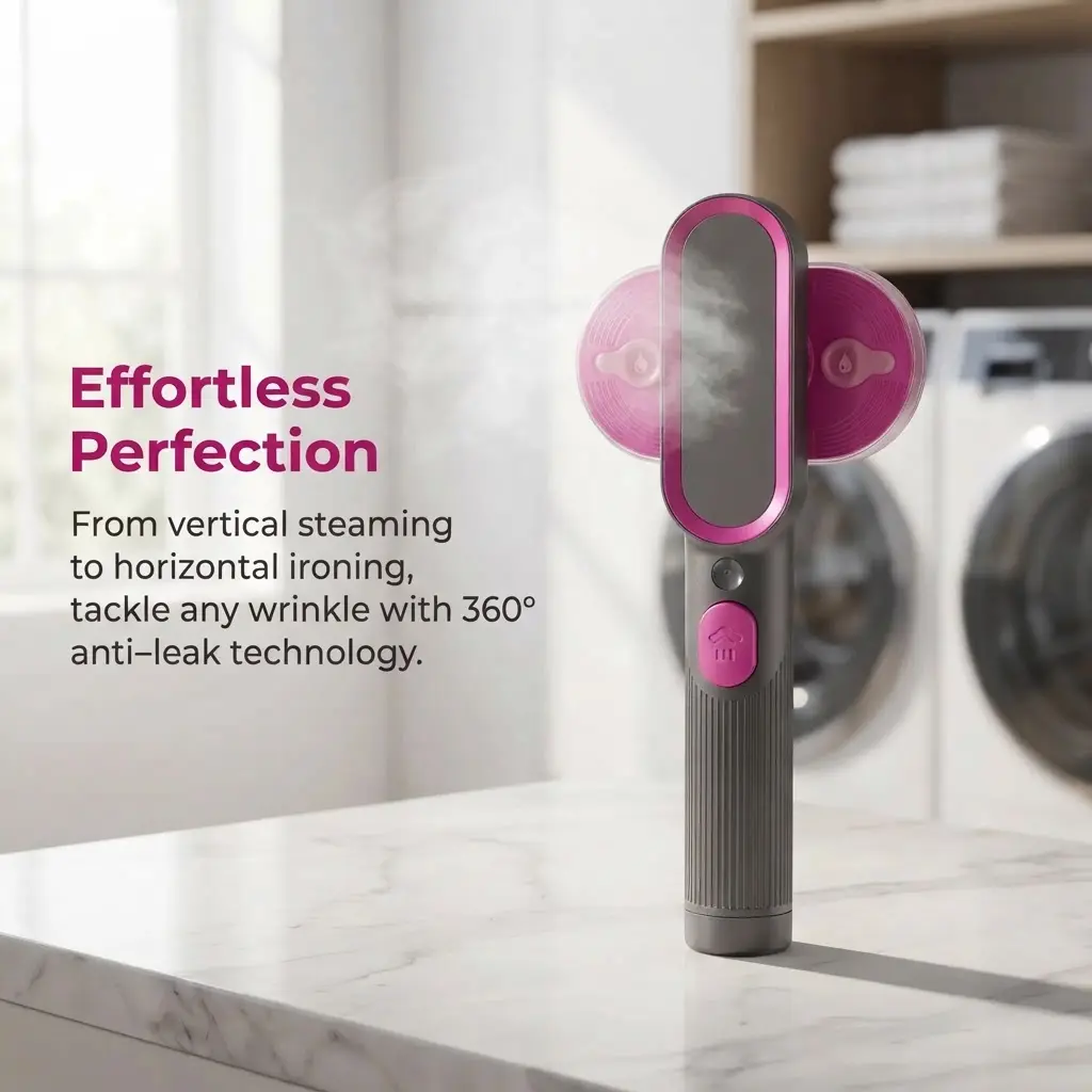 2‑in‑1 Portable Handheld Garment Steamer & Mini Iron, 5s Fast‑Heat Wrinkle Remover, 90° Swivel Handle For Travel Dorm
