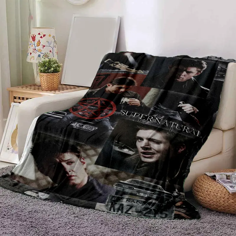 Supernatural Dean Winchester Blanket A cozy blanket printed with scenes and characters from Supernatural, perfect for home décor.