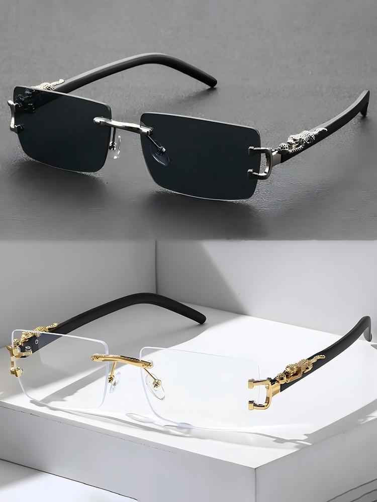 2 PCS Fashionable Trendy Frameless Rectangular Personalized Sunglasses For Daily Life