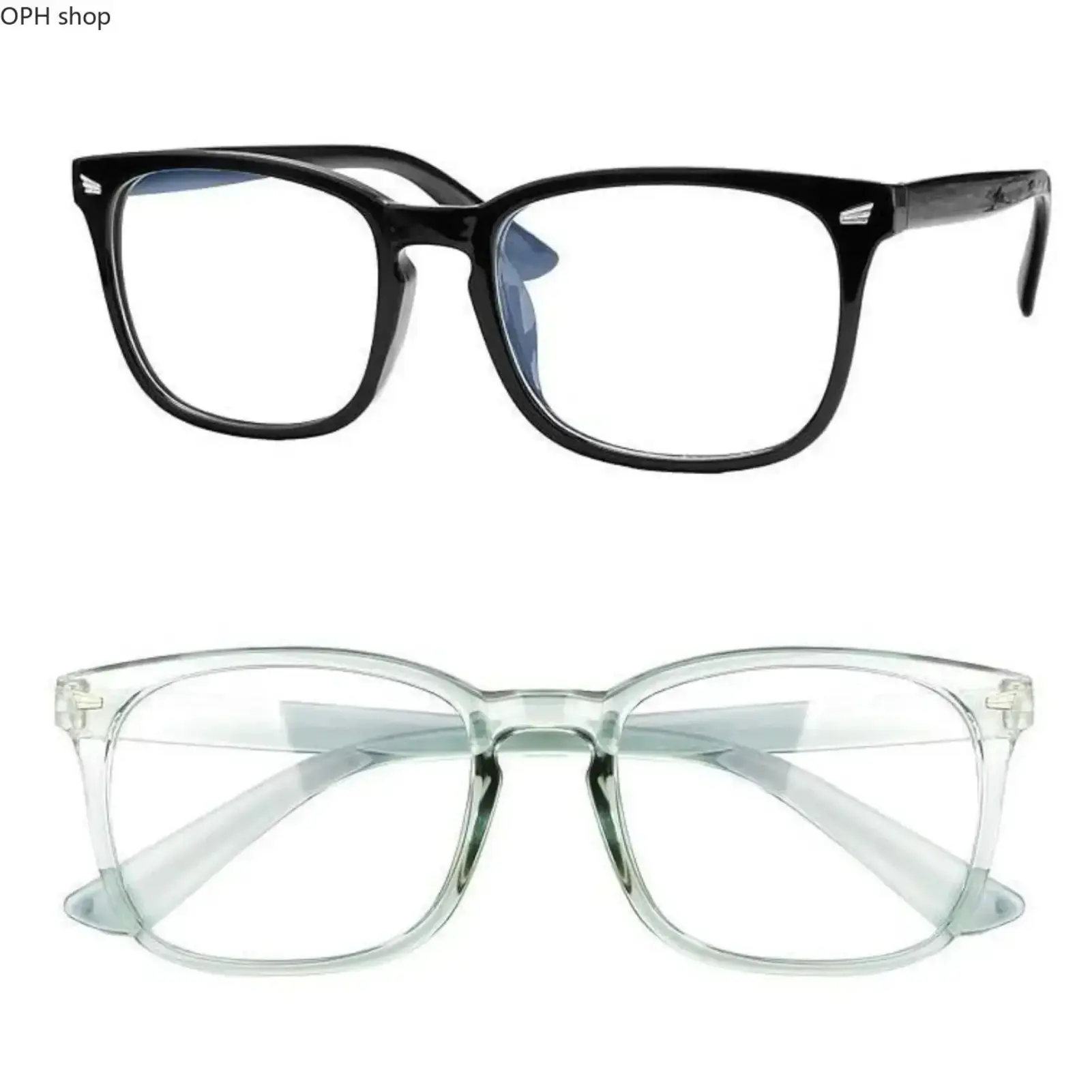 Retro Square Blue Light Blocking Glasses for Women Men, Sturdy Plastic Frame with Plain Lenses, Lightweight Fashion Eyewear for Gaming & Office