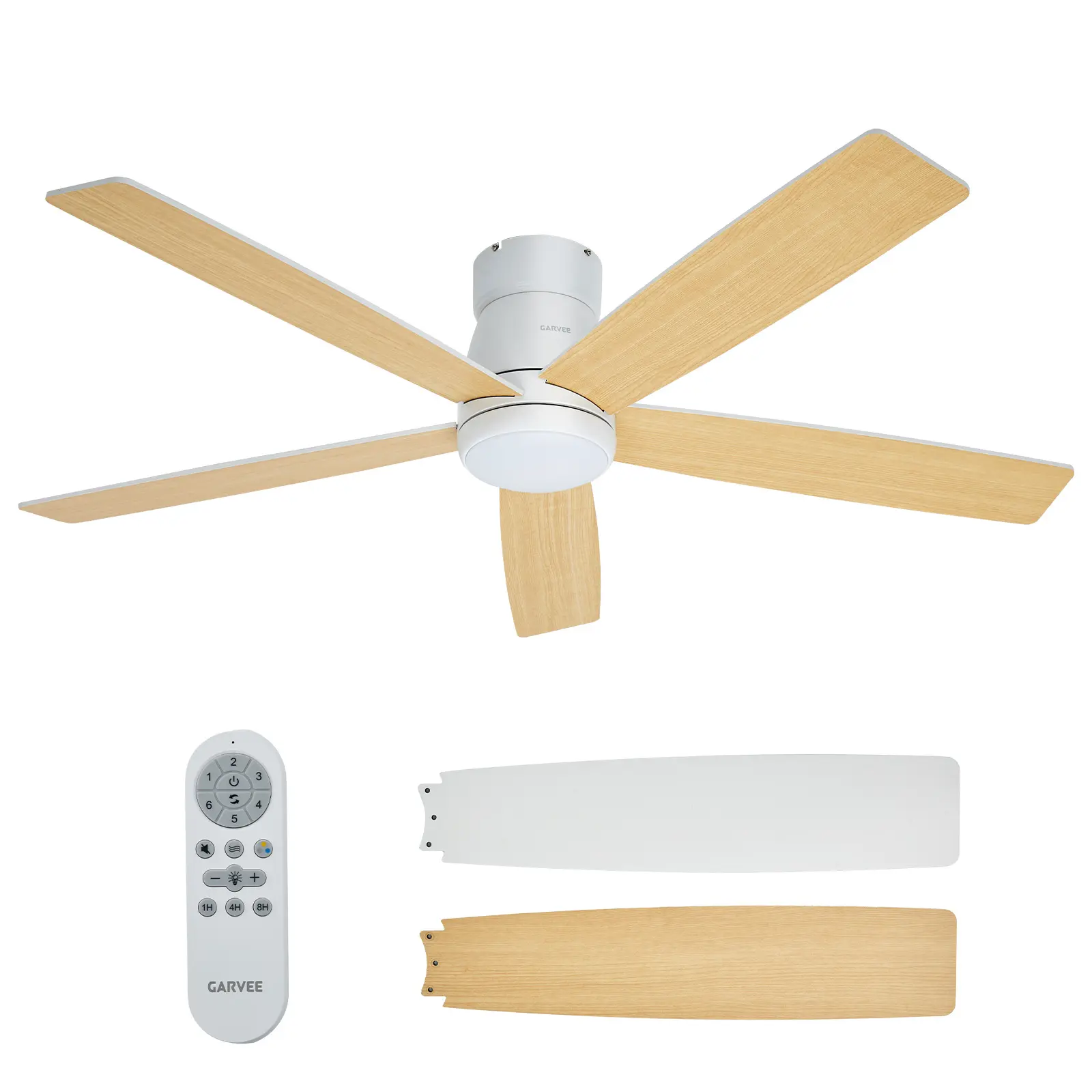 Smart 52" Ceiling Fan with Lights – Remote & App Control, Alexa Compatible – Adjustable Color Temp & Brightness, Timer, Multiple Speeds – Modern Indoor/Outdoor with Black Rod, 5 Blades