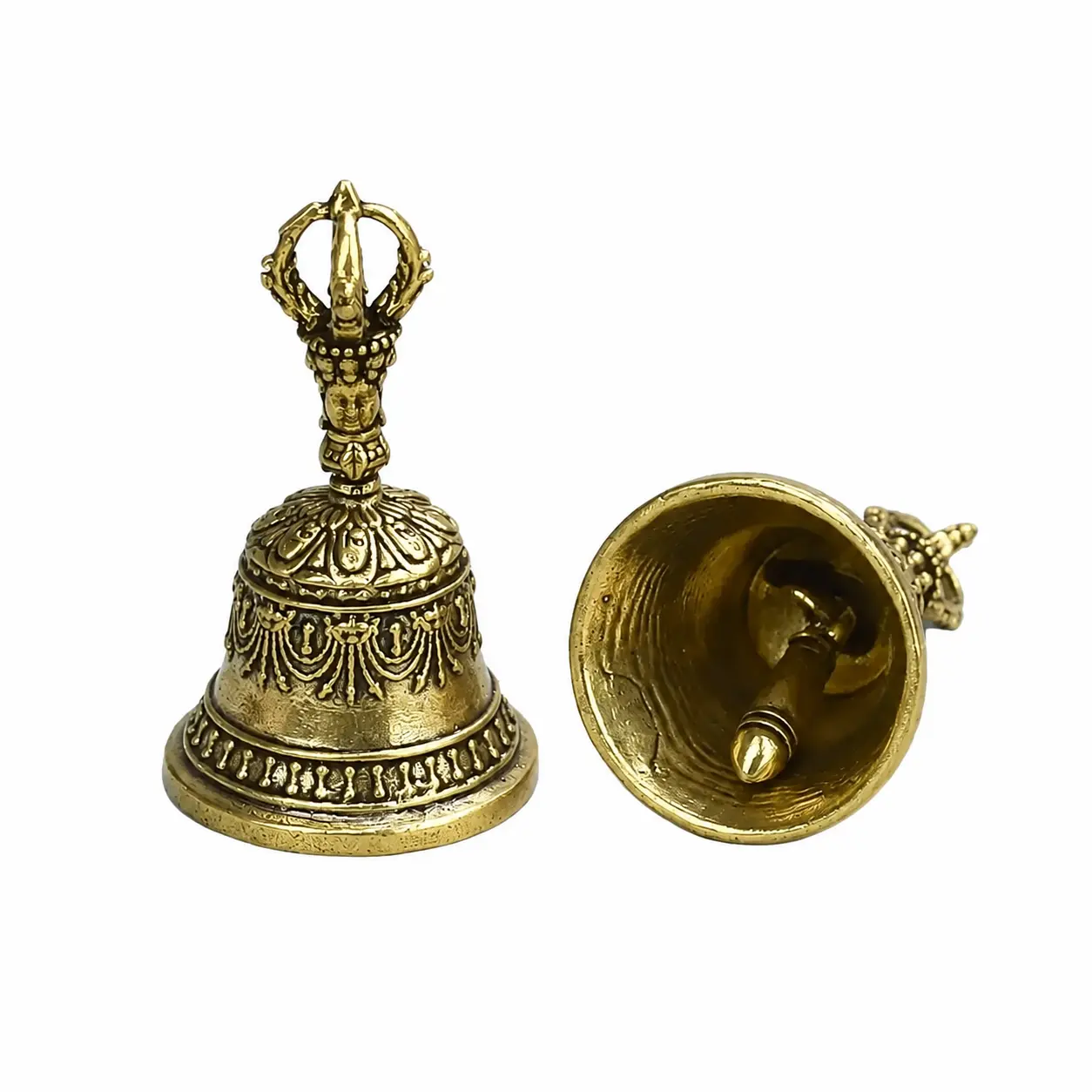Handcrafted Bronze Hand Bell with Traditional Carving and Adjustable Clapper – Soothing Resonant Tone for Mindfulness Practice, Yoga Classes, Wedding Ceremonies, Educational Activities, and Outdoor Celebrations – Durable Artisan-Made Shaker Bell