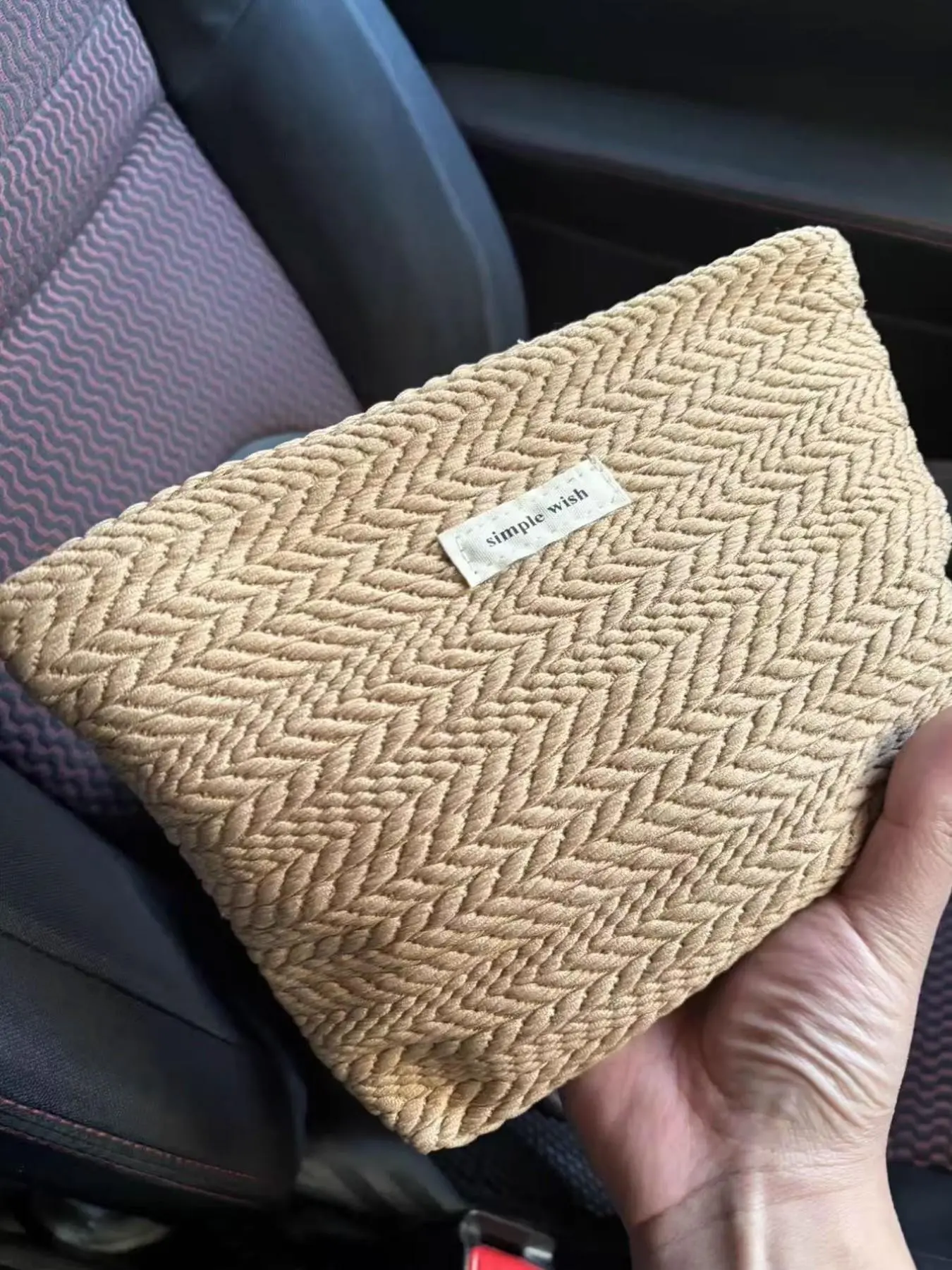 Elegant Wheat Pattern Woven Makeup Bag, Large Capacity Cosmetic Organizer Pouch, Portable Cosmetic Pouch, Daily Use Travel Case, Ideal Gift for Holidays