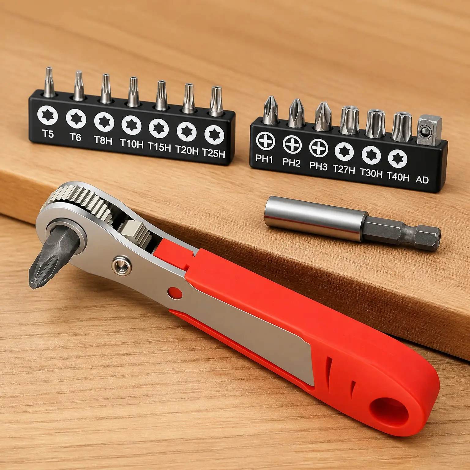 15-Piece 1/4 inch Right Angle Tamper Resistant Star Bits, S2 Alloy Steel T5-T40 Impact Grade Security Torx Bit Set with 1/4-inch Hex Shank Phillips Adapter and Mini Ratchet Socket