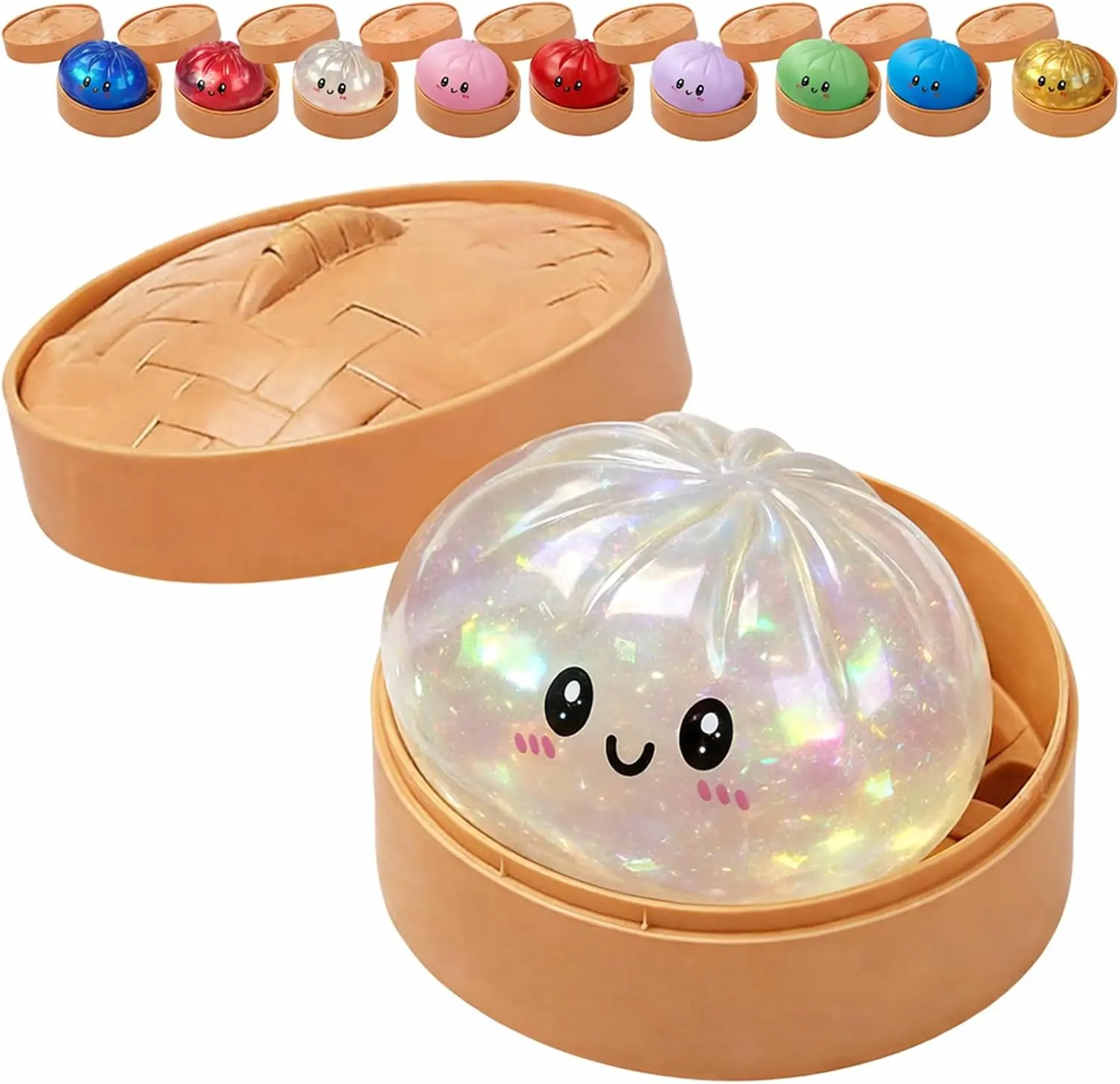 Multicolored Glitter Dumpling Squishy - Blind Mystery Box Inclusion, Kawaii Smile Cute Gifts, Oddly Satisfying Decompression Squishies, Sensory Squeeze Stress Relief Desk Toy for Kids (Toys & Hobbies, Classic & Novelty Category) Mid-Year Sale