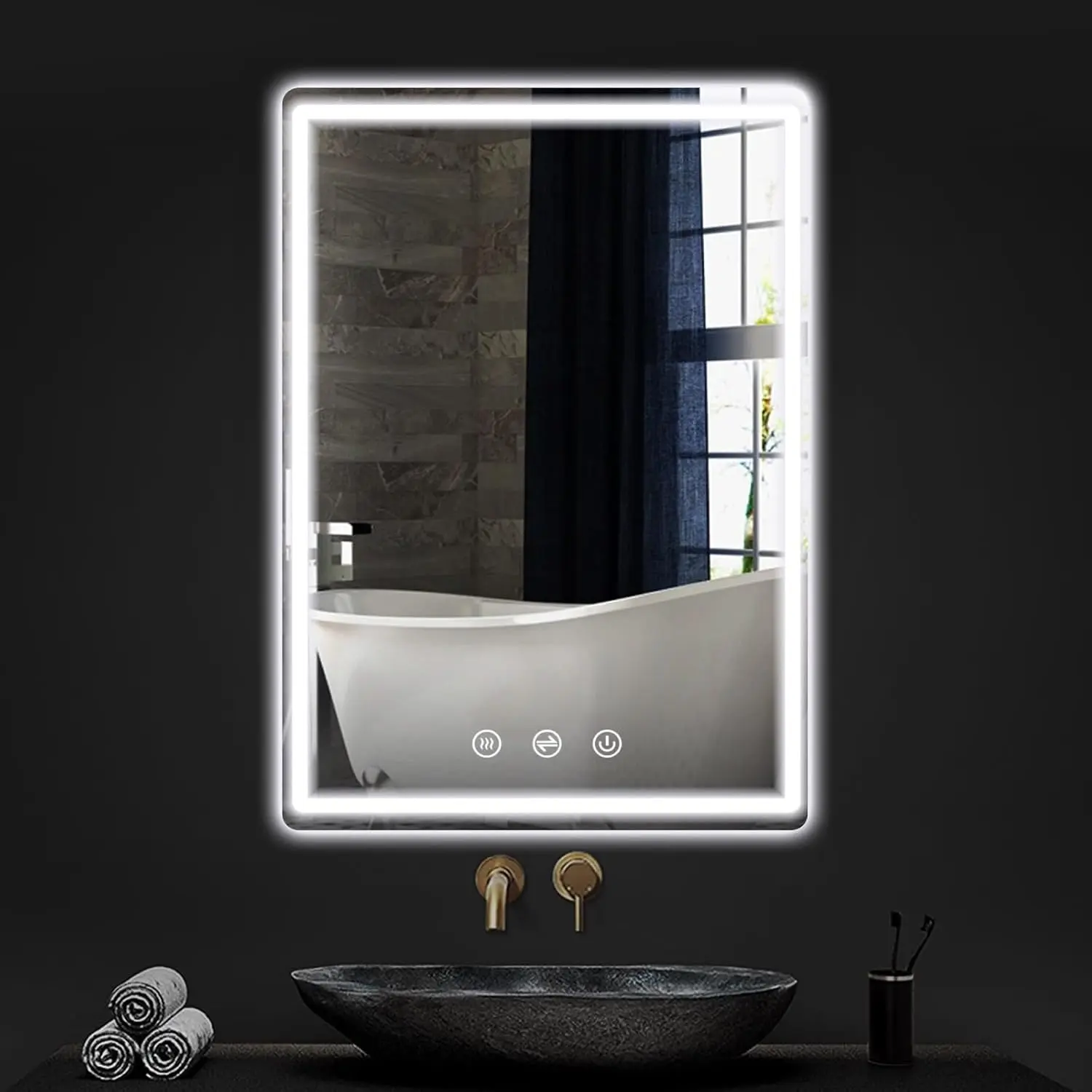 24"x 32" LED Bathroom Mirror with Lights,Wall  LED Mirror,Stepless Dimmable,Double Front and Backlight,Anti-Fog,Memory Function,Wall Mount Makeup Mirror