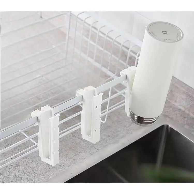 Plastic Hanging Drying Hooks for Dish Racks - Functional Kitchen Snap Hook Set of 3, White, No-Drill No-Adhesive Organizer for Cups, Bottles, Mugs, Chopsticks