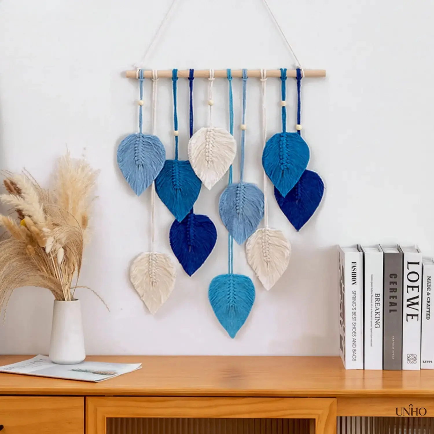 Bohemian Hand-Woven Leaf Shapes Macrame Dream Catcher Wall Hanging - Rattan Accents, Wind Chimes, Lightweight Boho Tassel Ornament for DIY Bag Accessories, Camping Backdrop, Decorative Outdoor Use