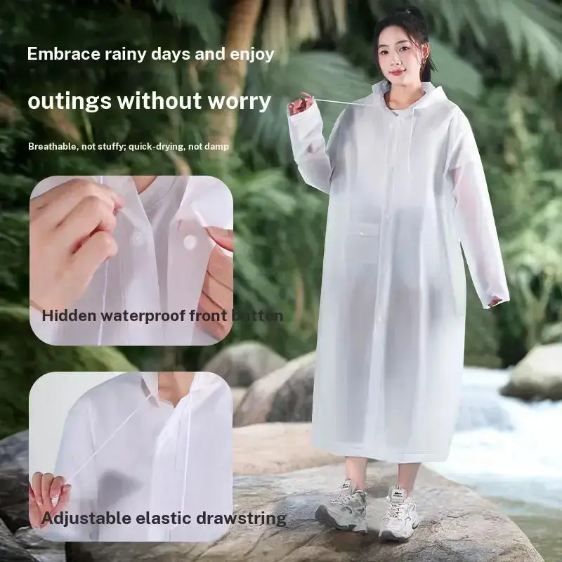 Long raincoat for full-body protection against heavy rain, unisex adult outerwear, one-piece simple design, transparent rain poncho for electric bikes