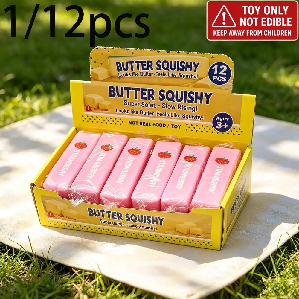 Butter Squishy Strawberry Slow Rebound Squeeze Toy, Sensory Stress-Relief Fingertip Toy for Anxiety, Soft Squeeze Clay, Classroom Reward Toy