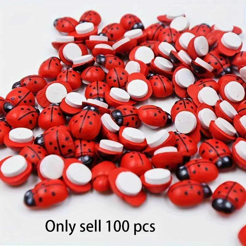 100pcs Mini Ladybug Self-Adhesive Art Stickers, Cute Animal Stickers, Cute Stickers, Adhesive Decals, Decoration Sticker, DIY Decorative Stickers, Handmade Easter Crafts for Home Decor & Card Making, Perfect for DIY Projects