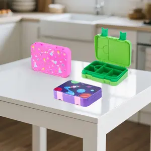 1 Piece Bento Lunch Box for Kids, Leakproof 4-6 Compartments Bento Kids Lunch Box with Cutlery and Sauce Container, Ideal for Ages 3 to 7 Kids