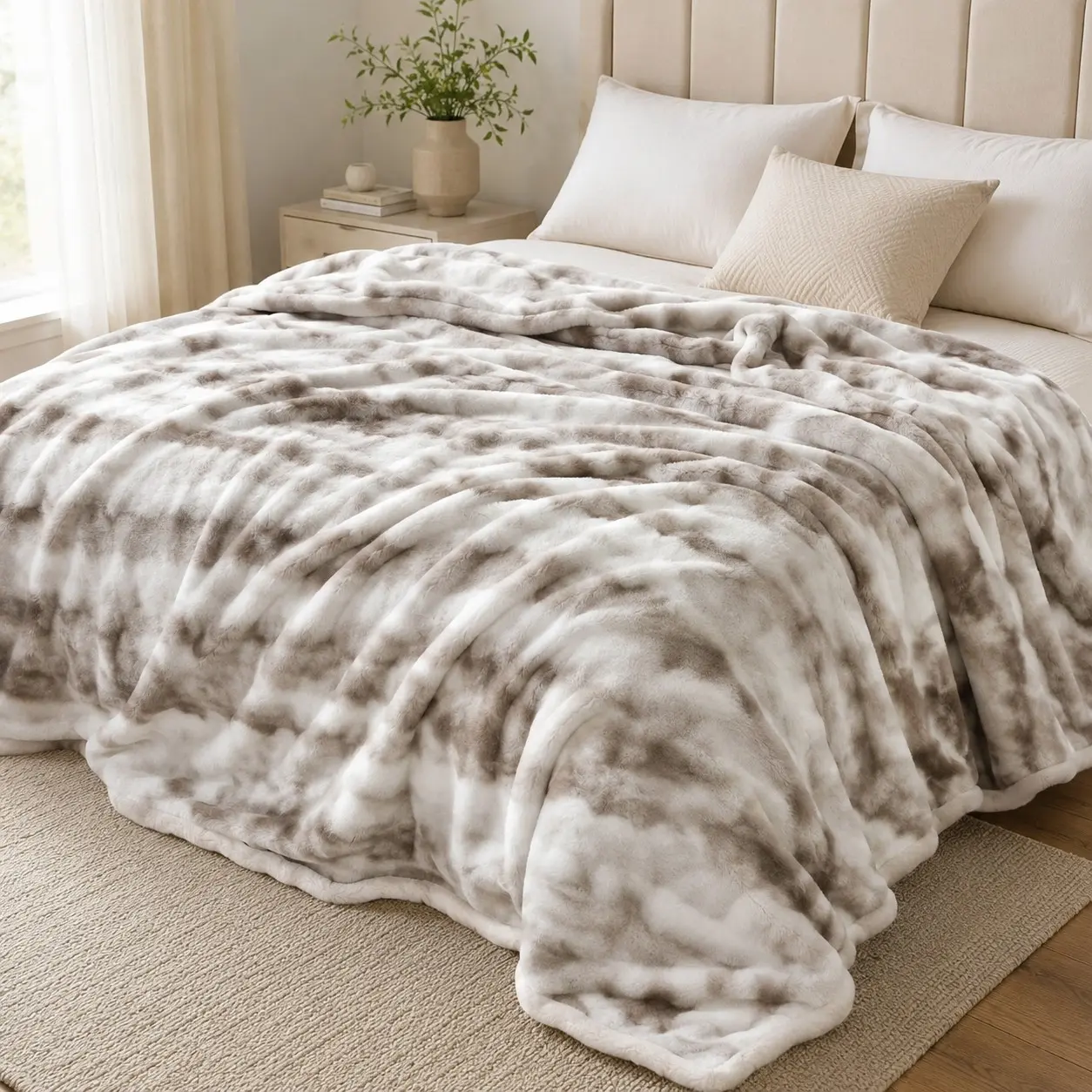 Set of 1 Tie-Dye Bubble Fleece Blanket | An ultra-soft, comfortable and warm throw, ideal for use on beds, sofas, in the living room or for a nap, Cozy Warm Blanket, Bubble Fluffy Blanket