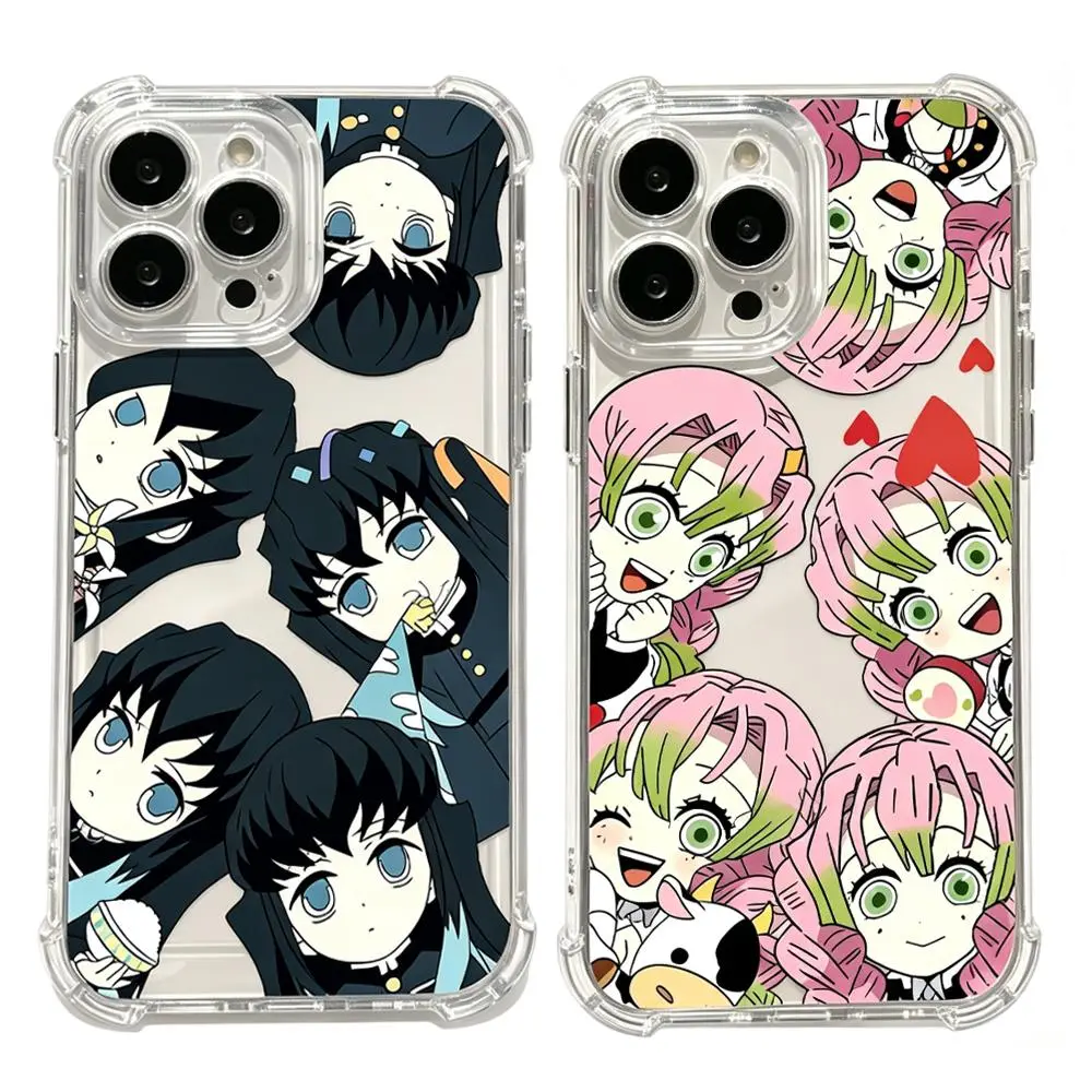Demon Slayer Muichiro & Mitsuri Anime Kawaii Silicone Phone Case - Durable, Cute Designs, Eco-Friendly Cartoon Cover for iPhone 17 Pro Max/Air, 16 Pro, 15, 14 Plus, 13, 12 & Samsung S23-S26