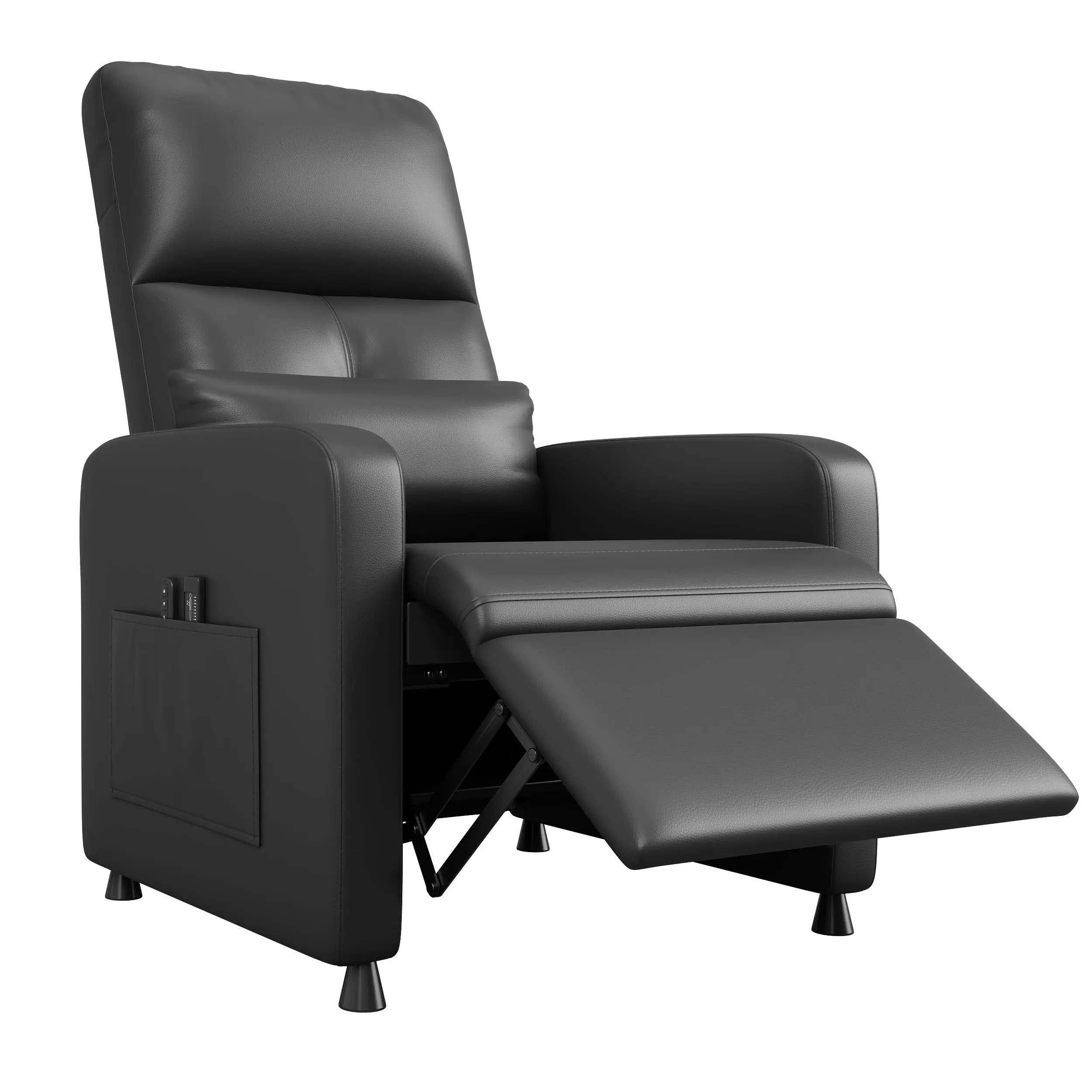 Ergonomic Power Recliner Chair for Living Room – Adjustable Electric Recliner Sofa with Tall Supportive Backrest, Overstuffed PU Leather, USB Port, Lumbar Support, Side Pockets – Modern Brown
